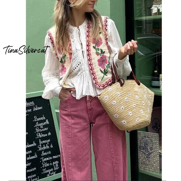 BLOGGER'S FAVE! Zara Embroidered Vest NWT - Picture 14 of 17